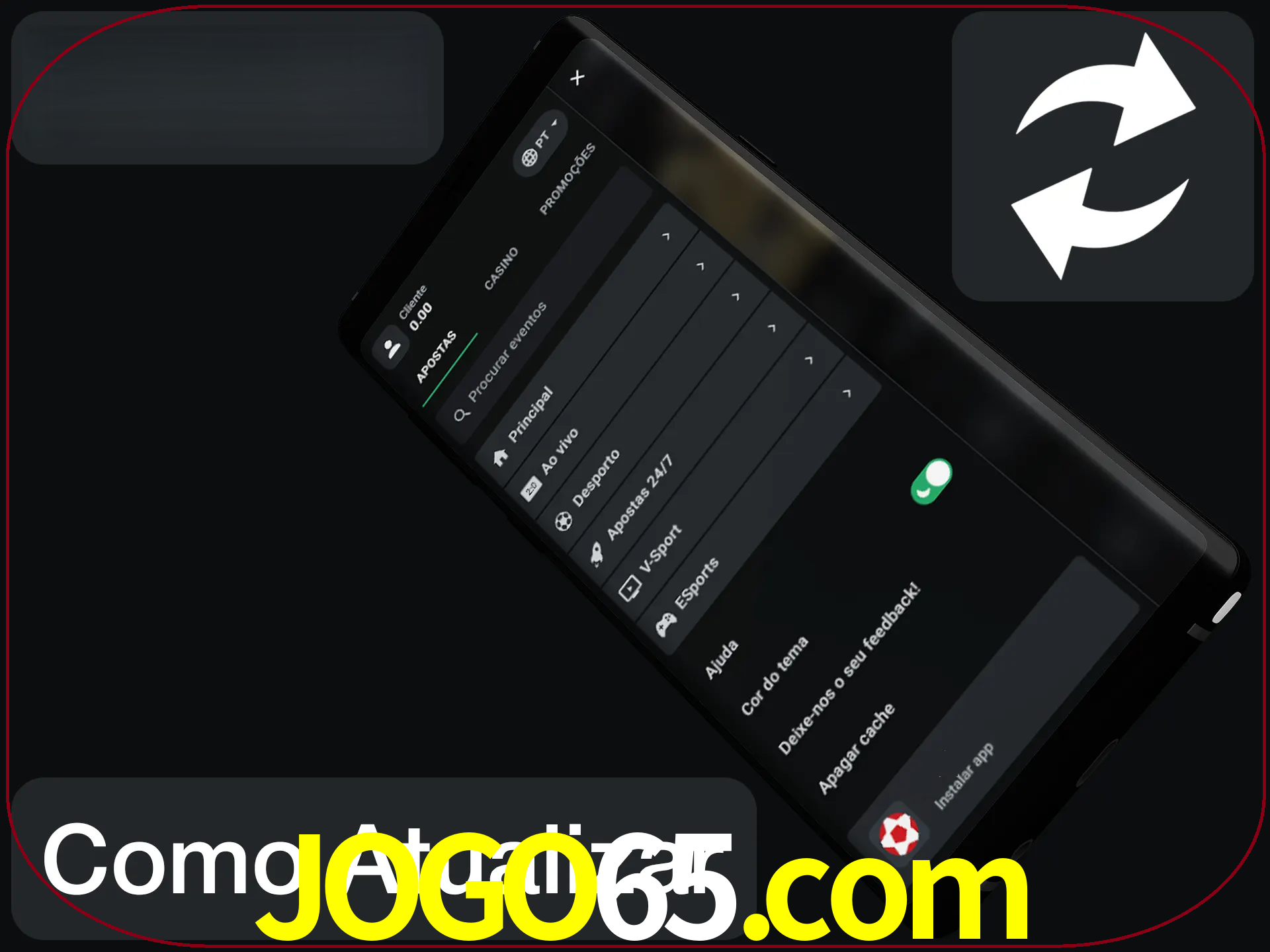 O aplicativo é atualizado automaticamente quando você faz o login.