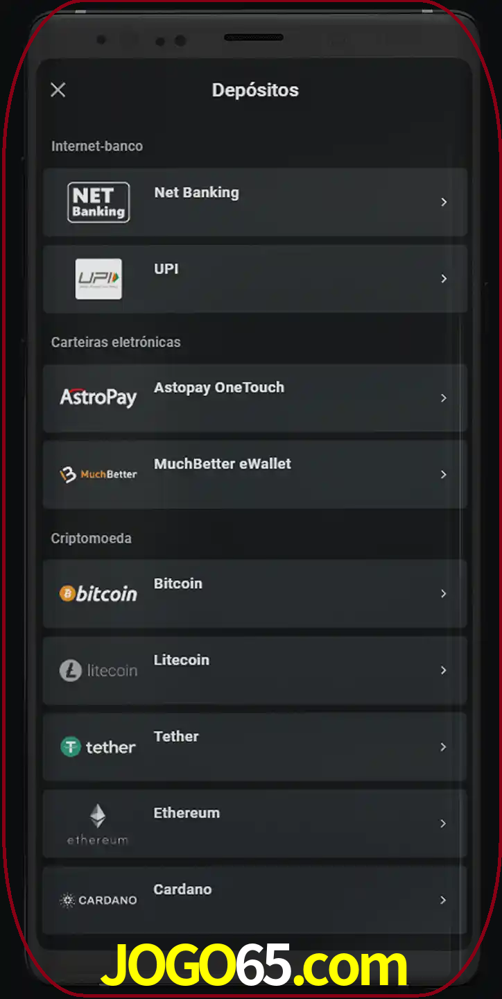 Você pode usar métodos alternativos de depósito.