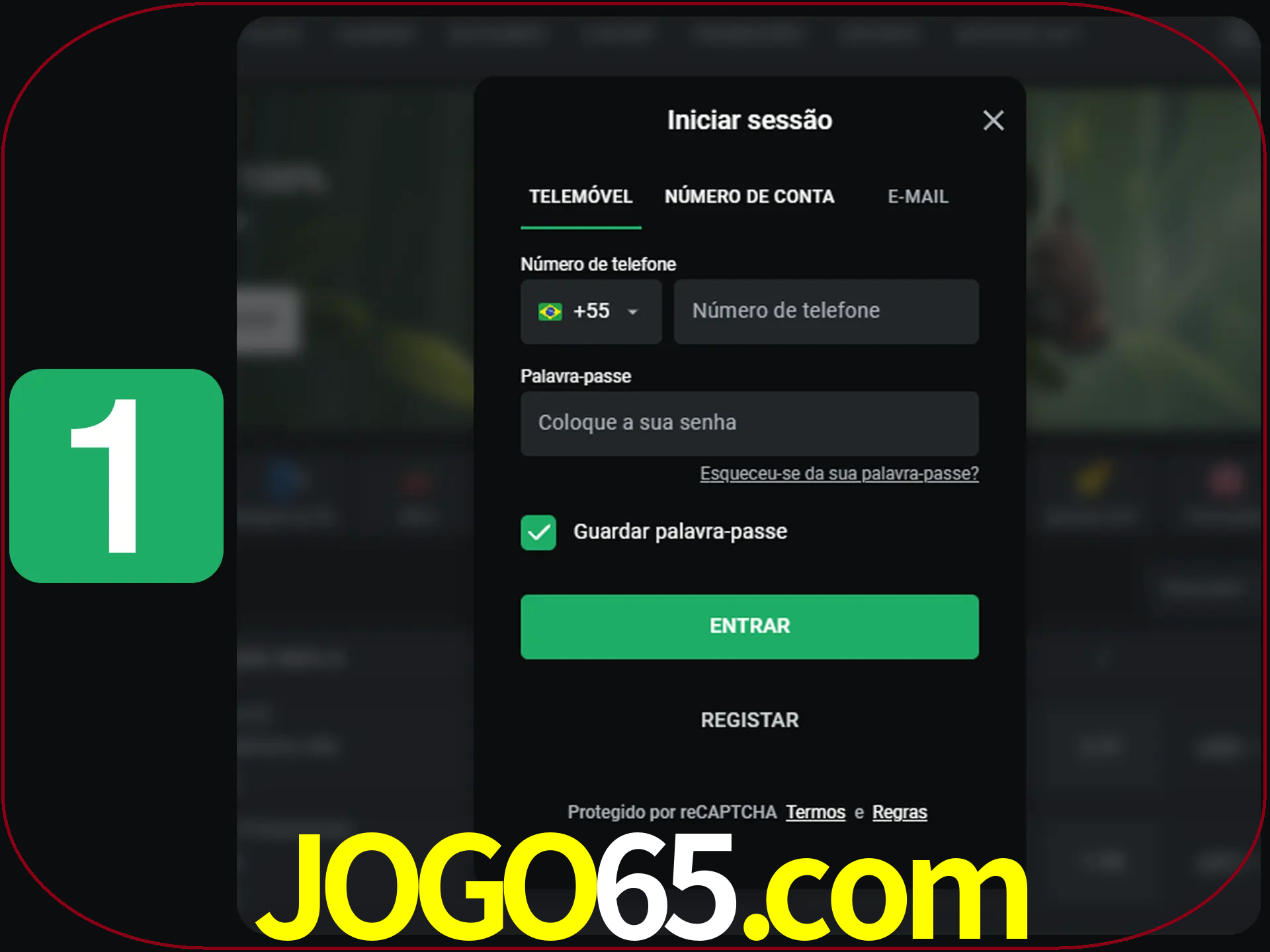 Clique no botão Entrar.